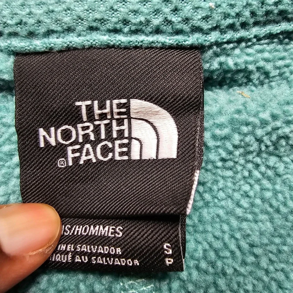 The North Face Mens Small Green 1/4 Zip Textured Grid Fleece Pullover Jacket